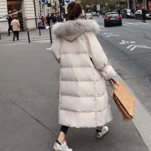 Bella philosophy 2019 Winter New Korean Version of The Loose Long Section Large Fur Collar Cotton Casual Set Winter Thick coats