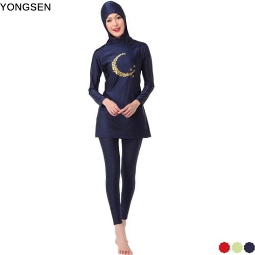 YONGSEN Women Modest Long Sleeve Muslim Swimwear Flower Print Full Coverage Swimsuit High Quality Islamic Swim Wear Burkinis
