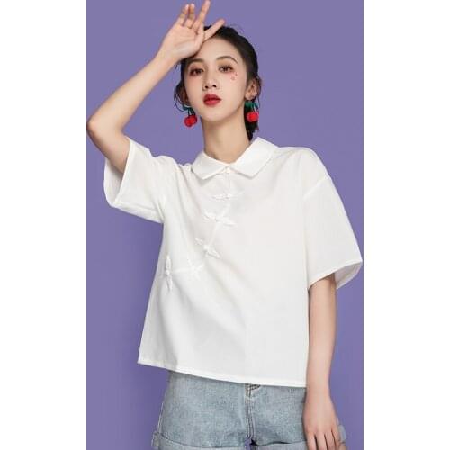 Summer Cheongsam Top 2021 Asian Streetwear T Shirt Crop Tops For Teens Chinese Style Clothing Women Gothic Crop Top Femme 31149
