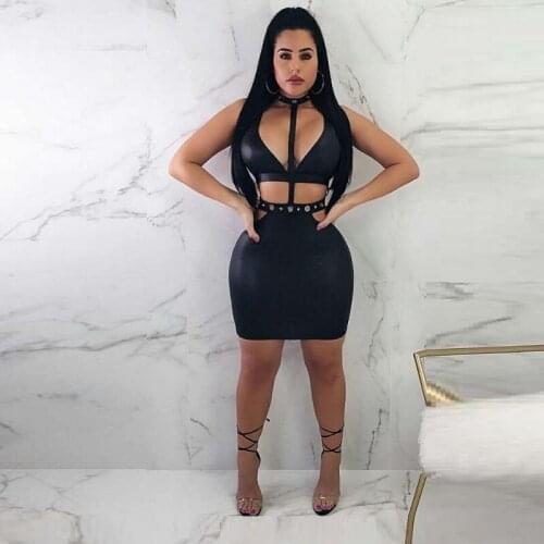 Newest Women Sleeveless Summer Bandage Dress Sexy Hollow Out Bodycon Mini Club Good Quality Celebrity Runway Party Dresses