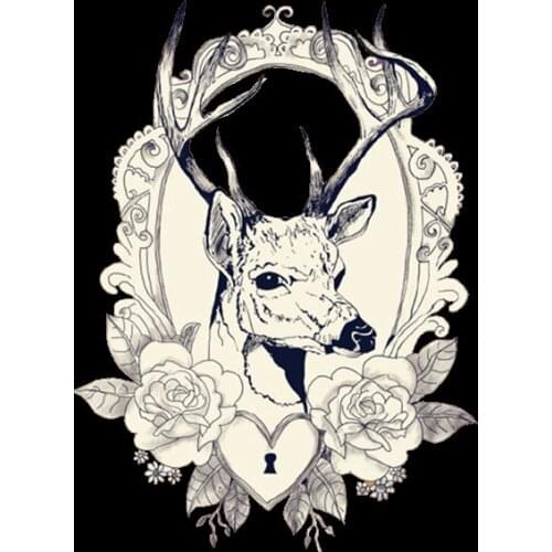 1PCS Animal Flower Antelope Iron on Patches For DIY Heat Transfer Clothes T-shirt Thermal transfer stickers Decoration