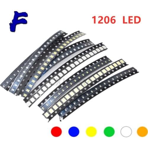 100pcs/lot 6 Colors SMD 1206 Led DIY kit Ultra Bright Red/Green/Blue/Yellow/White/Orange Water Clear LED Light Diode set