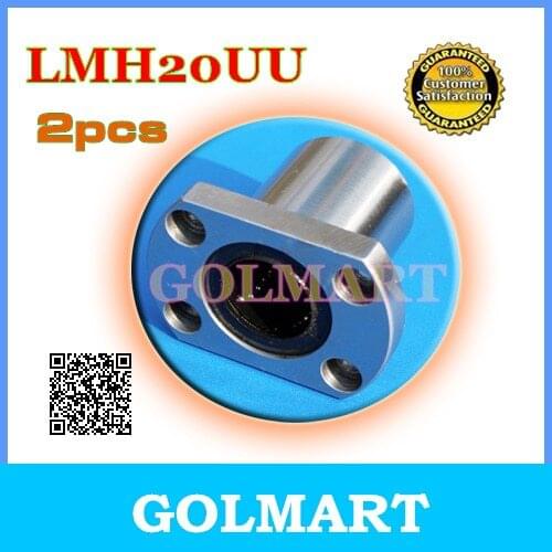 2pcs LMH20UU H oval flange Type Linear motion Bearing 20x32x42mm 20mm shaft rail Linearlager kurz Flanschlager halbrund