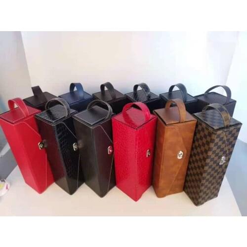 2021 Foldable Deformable Storage Of Single Standard Bottle Packaging Gift Multi-Color Leather Case Wine Bag