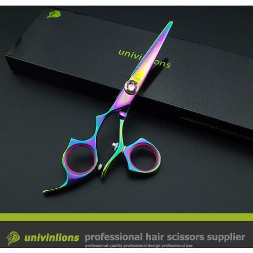 5.5" rotary left hand professional hair dressing scissors swivel thumb japan hair cutting shears rainbow barber scissors razor