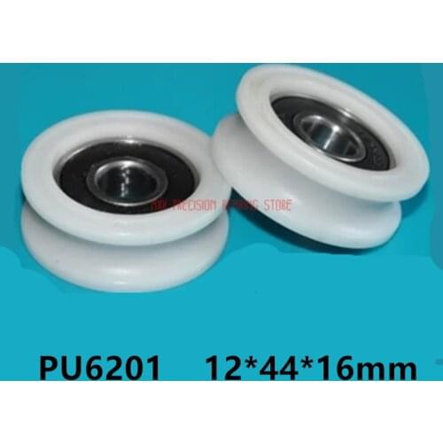 5 pcs U Nylon plastic Embedded 6201 Groove Ball Bearings 12*44*16mm Guide Pulley 12*44*16 6201