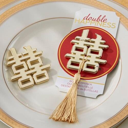 50pcs/lot Chinese Asian themed double happiness bottle opener Wedding Party Favors Wedding giveaways Free shipping