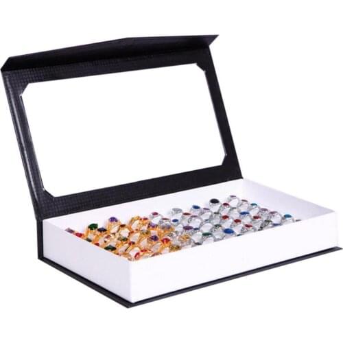 70% Hot Sale Fashion Rectangle Jewelry Display Tray Holder 72 Holes Rings Storage Case Box