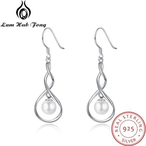 925 Sterling Silver Drop Earrings Wedding Charm Twisted Dangle Earrings Fine Jewelry Gift for Women Ladies (Lam Hub Fong)