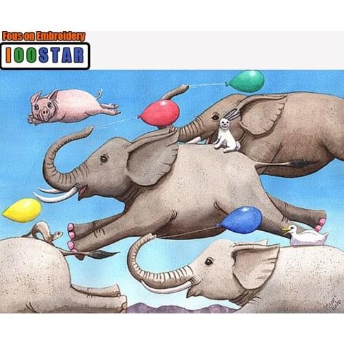 Full Square Diamond embroidery Cross stitch animal Full Round Diamond painting Elephant DIY 3D Diamond mosaic balloon pig