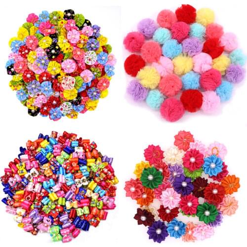 20PCS pet Bows Dog Hair Bows for Puppy Yorkshirk Small Dogs Hair Accessories Grooming Bows Rubber Bands Dog Bows Pet Supplies