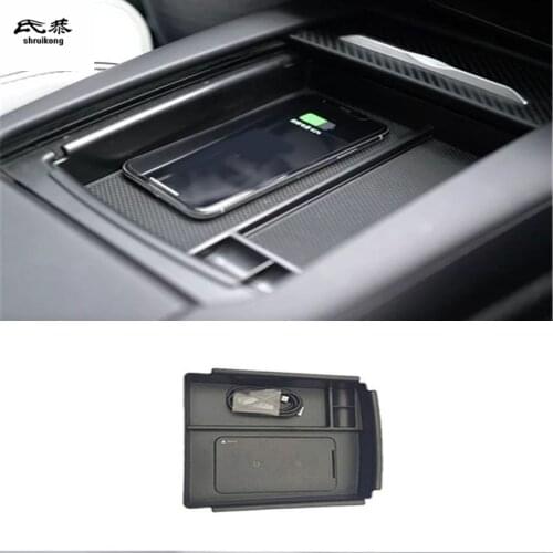 1lot Mobile phone quick wireless charging Central Armrest storage box For tesla model S X car accessories