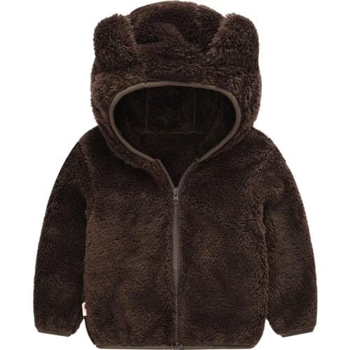 Baby Girls Jacket Autumn Winter Clothes For Toddler Kids Gril Boy Cute Ear Zipper Solid Thick Hooded Coat Warm Outwear 0-4 Years
