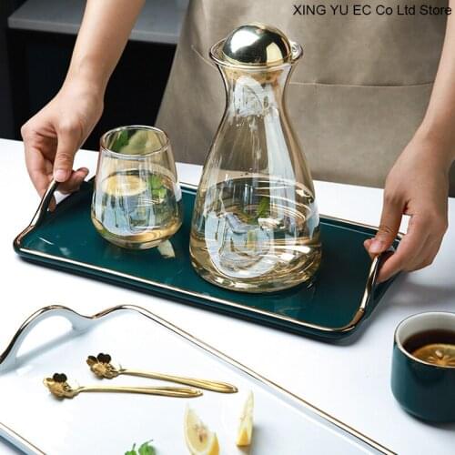 European Black and White Ceramic Ceramic Tray Phnom Penh Snack Tray Household Storage Tray Living Room Decoration Accessories