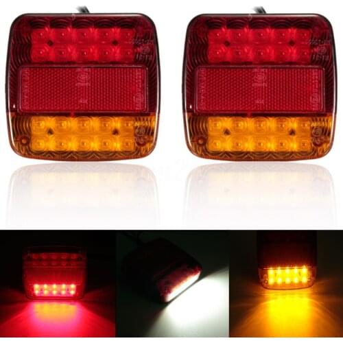 JX-LCLYL 2pcs Trailer Truck LED Rear Tail Light Brake Stop Turn Signal Number Plate Lamp