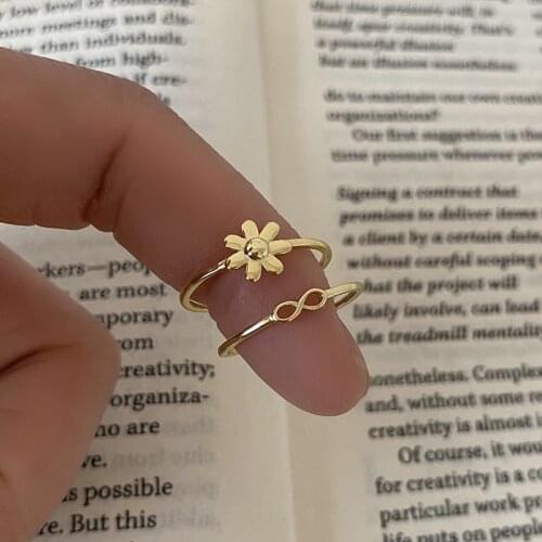 Daisy Flower Rings For Women Teen Girls Opening Adjustable Simple Korean Fashion Trendy Hot Student Party Jewelry Gift BOYULIGE