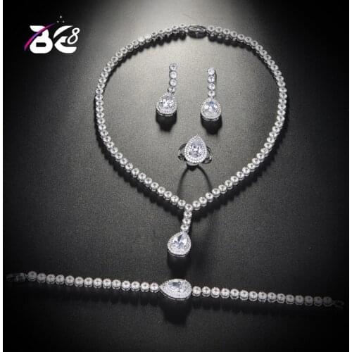 Be 8 New Design Luxury AAA Zircon Water Drop Shape Necklace Pendant Set for Women,high Quality Party/jewelry Wedding S171