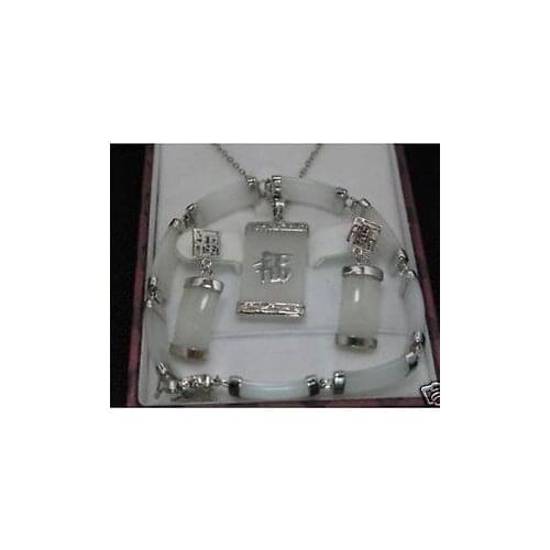 Nice Red Jade Necklace Earrings Ring Set