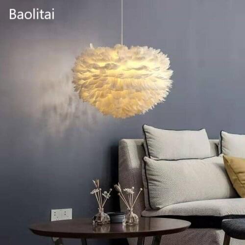 Creative Nordic Feather Led E27 Pendant Lights Livingroom Bedroom Wedding Childrens Room Restauran Clothing Store
