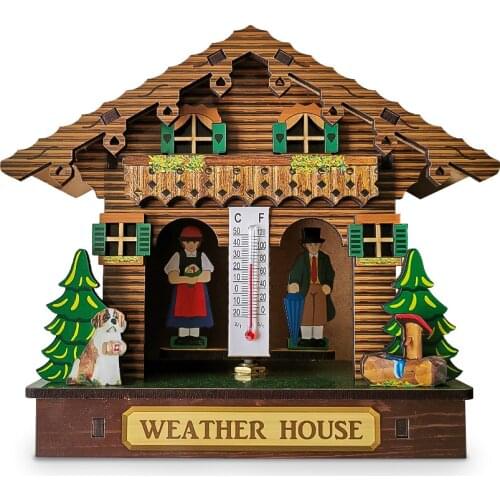 Creative Wooden House Barometer Thermometer Wall Mounted Weather Hygrometer Home Decor