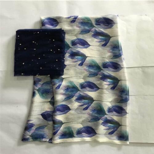 LX!5+2 yards High quality African 100% silk chiffon lace fabric for ladies dress soft and comfortable printed silk fabric!F32417