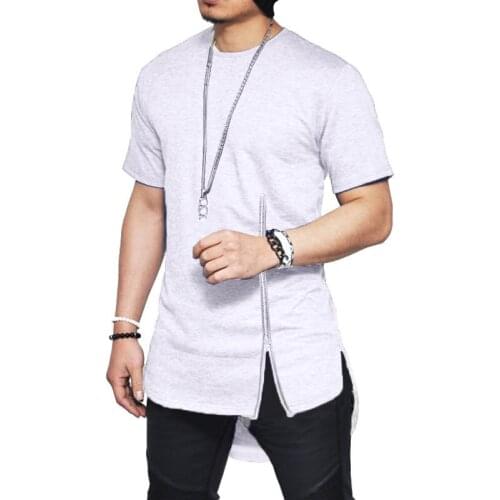 Foreign trade hot mens short-sleeved T-shirt Unique zipper design casual T-shirt