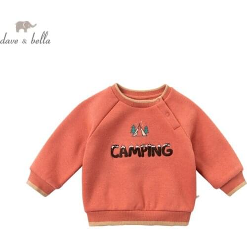 DBX15048 dave bella winter baby boys fashion cartoon letter T-shirt children casual tops boy kids fashion tees