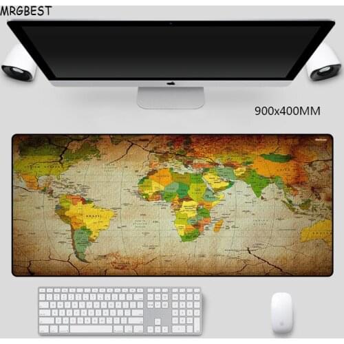 MRGBEST World Map Mouse Pad XXXL Speed-control Non-slip Nature Rubber Full Desk Mats with Locked Edge for Gamer or Office Worker