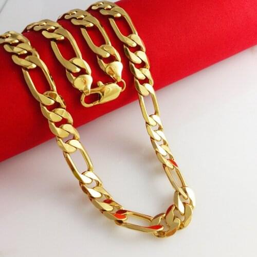 Wholesale factory price womens mens gifts fine brass jewelry Plated 24K gold necklace men three a flat gold necklace