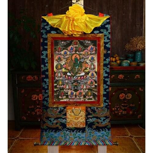 Wholesale Buddhist supplies LARGE Tibetan Buddhism ART silk Bodhisattva 21 Tara Buddha Thang-ga High-grade Thangka art painting