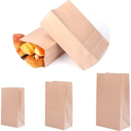 Bakery Bread Loaf Bags,Kraft Paper Bags Disposable Baking Food Packaging Toast Bag Coffee Bags for Cookie Pastry,Square Bottom