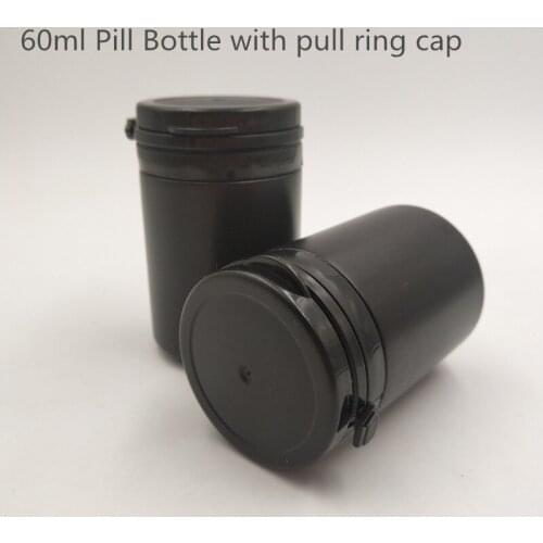 Free shipping 10pcs/lot 60ml 60cc Black White HDPE Empty Pharmaceutical Plastic Pill Bottles Medicine Containers