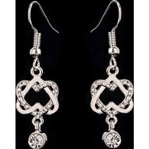 1Pair Crystal Heart Dangle Earring Brincos Femme Sexy Women Hook Drop Earrings Fashion Party Jewelry Accessories Gift