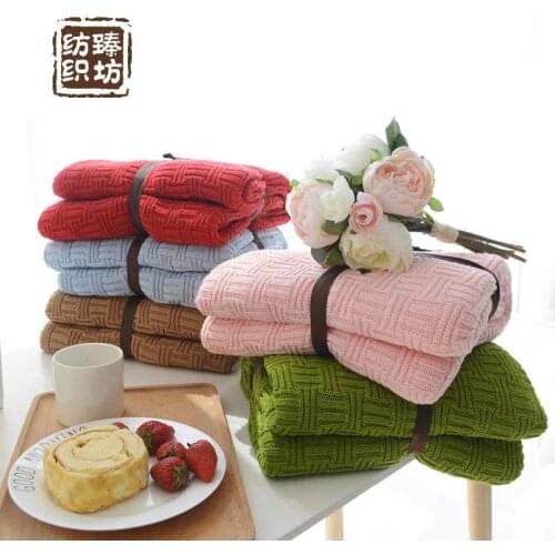Sherpa Home European Pastoral Style Wool Blanket Knitted Cotton Blanket Adult Large Blankets for Beds