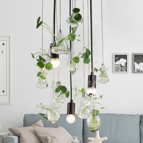 Modern restaurant bar glass decoration sun room personality art living room balcony hydroponic plant chandelier lamps fixture