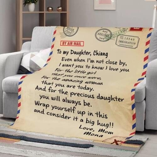 Upetstory English Letters Blanket to My daughter/Son/Wife Warm Cozy Letter Throw Blanket for Bed Sofa Couch Birthday Gift
