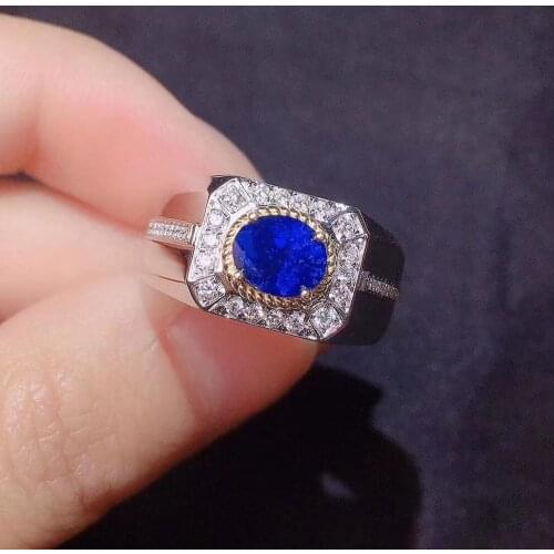 Y410 Fine Jewelry Real 18K White Gold 100% Natural Unheat Blue Sapphire 1.52ct Gemstones Sapphire Diamonds Unisex Males Rings