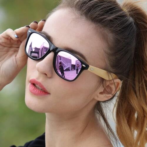 Women Brand Design Polarized Wood Bamboo Sunglasses Mens Real Bamboo Arms Sun Glasses Polarized Lens Mirrorr Eyewears LongKeeper