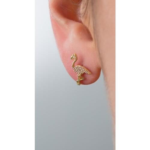 Womens Flamingo Pattern 925 Sterling Silver Earrings Elegant Design Pleasing Appearance Quality Useful Wink Attractive Jewelry Accessory 2021 Trend Fashion