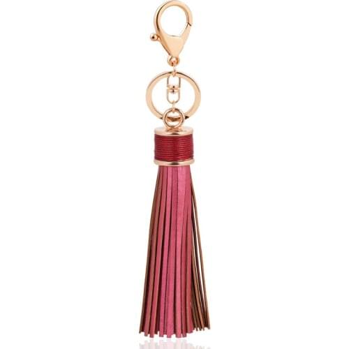 Bohemian Maxi Leather Tassels Keychain Women Gold Color Clasp Key Chain On Bag Car Trinket Female Jewelry Party Gift