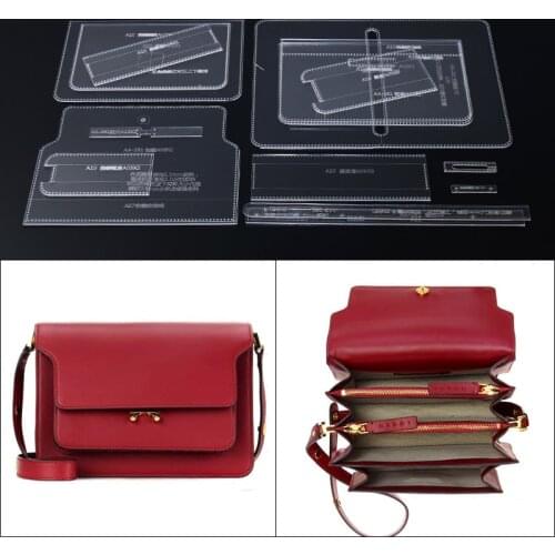 1set DIY Leather Handmade Craft women handbag Shoulder bag Sewing Pattern Acrylic Stencil Template 23*16*12cm
