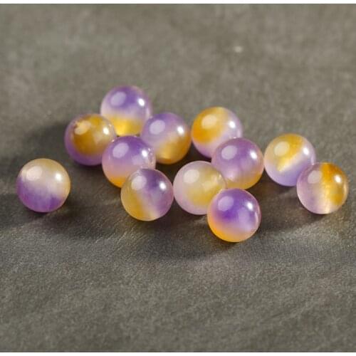 1 Strand 6/8/10mm Purple Yellow Crystal Beads Round Glass Beads Handmade For Necklace Bracelets DIY Jewelry Components Making