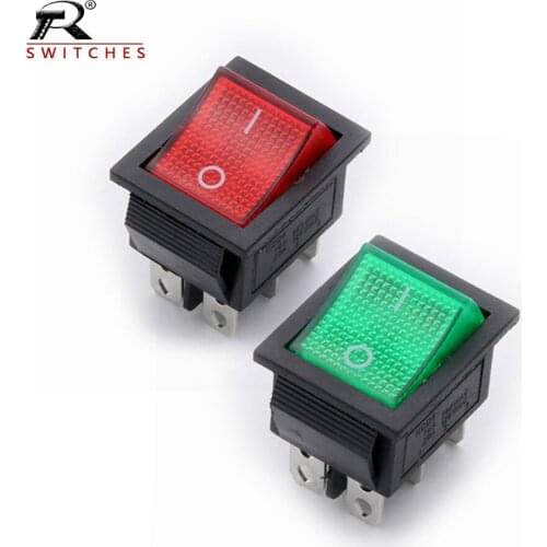 10PCS KCD4-201N-B Rocke Switch Rocker Power Reset Button with Light 16A 250V 20A 25V 4/6pin 2Position