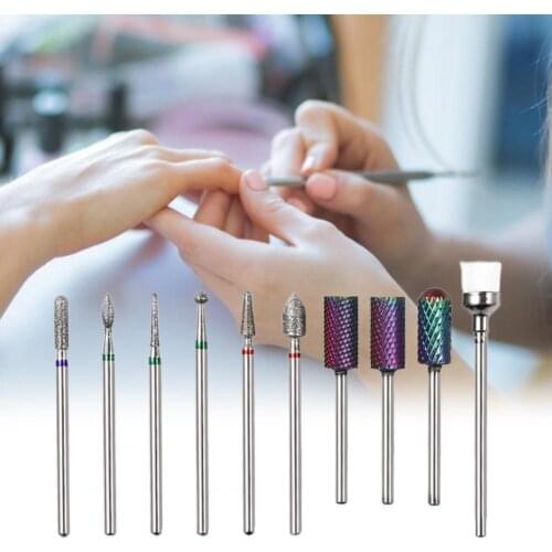 10Pcs/box Quality Nail Drill Bits Electric Cuticle Clean Rotary For Manicure Pedicure Tungsten alloy Grinding Head Sander Tool