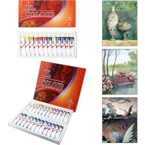 12ml 12/24 Colors Professional Oil Painting Paint Drawing Pigment Tubes Set Artist Art Supplies