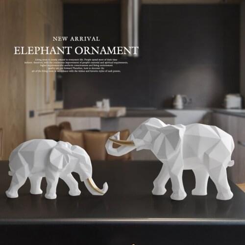 Elephant Figurine 2/set Resin for Home Office Hotel Decoration Tabletop Animal Modern Craft India White Elephant Statue Decor
