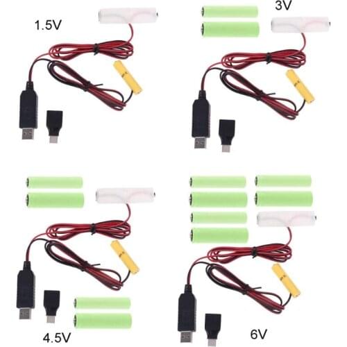 2in1 USB/Type-C Mains Convert to AA + AAA Battery Eliminator Replace 1 to 4pcs LR6 LR03 Battery Power Supply Cable