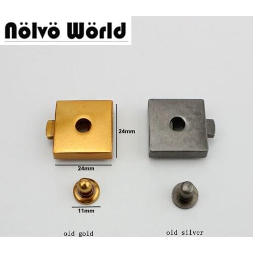 20sets 24X24mm high quality Square lock Invisible Lock Genuine Leather Bags Parts Hardware Accessories