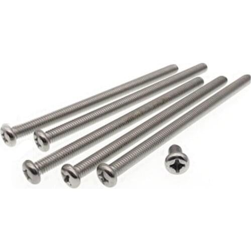 5pcs M4 stainless steel Phillips round head screws cross pan headed lengthen screw bolts whole tooth bolt 40mm-150mm length