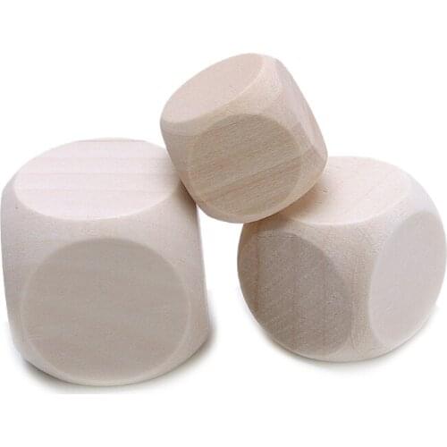 5pcs Blank Wood Dice Kid Printing Engraving Graffiti DIY Toys Family Party Games X3UA